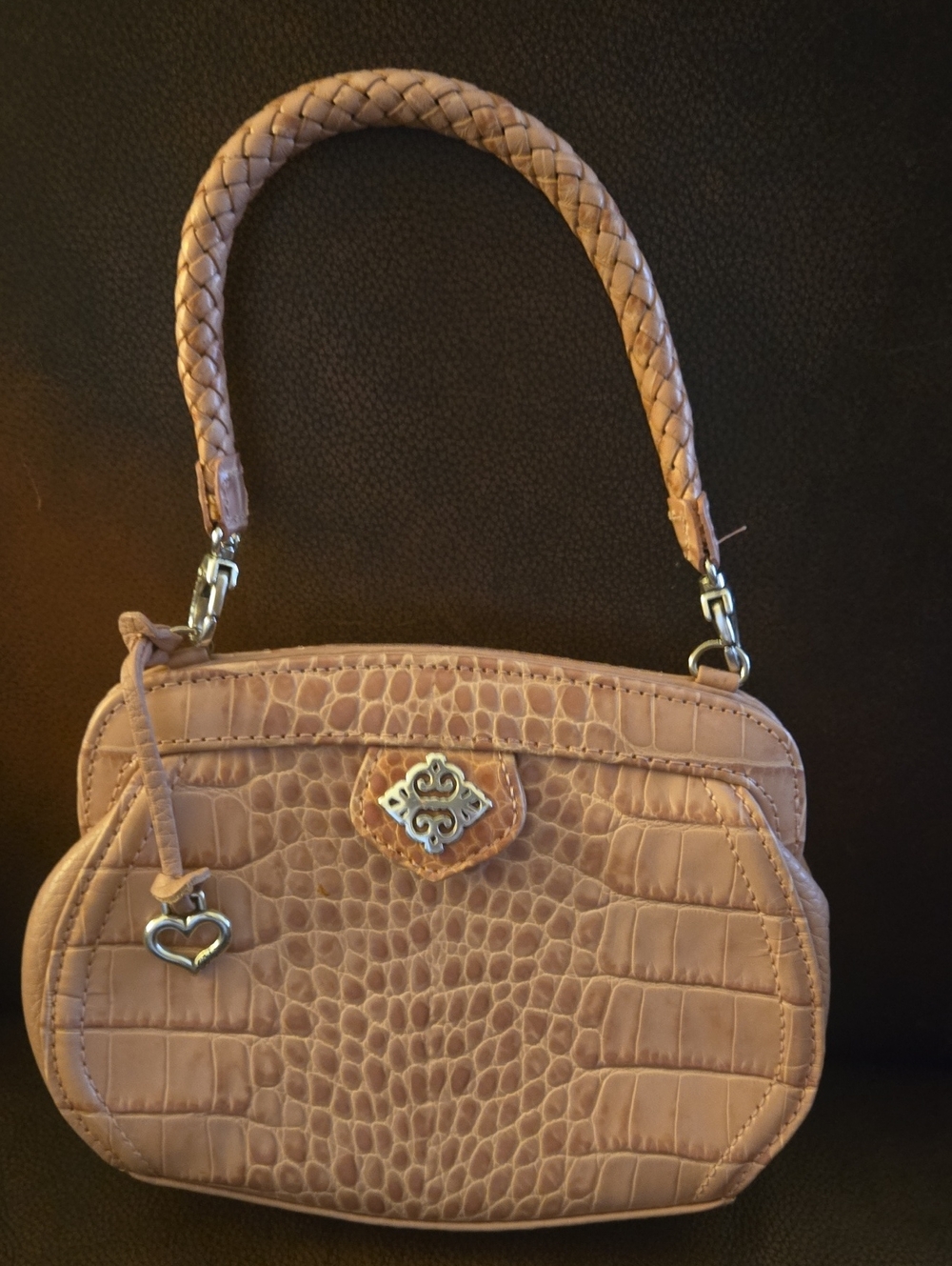 Brighton Dusty Rose Croc Embossed Mini Handbag EUC